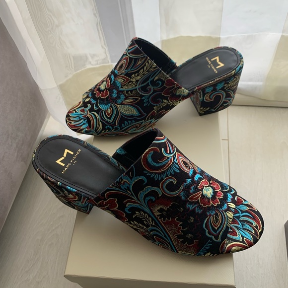 NIB Marc Fisher Ltd Black Multi Fabric Sandals size 10 - Picture 10 of 13